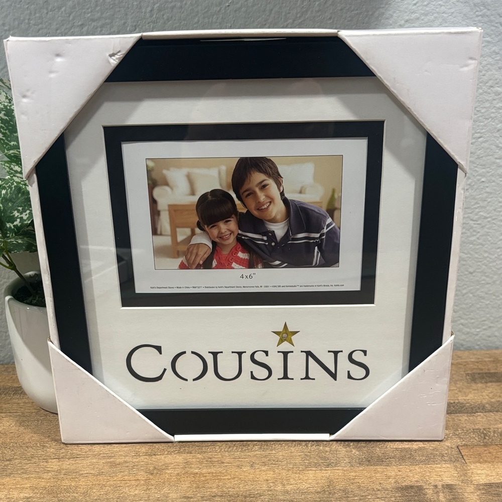 Cousins ~ Black 4x6 Photo Frame with White Mat.